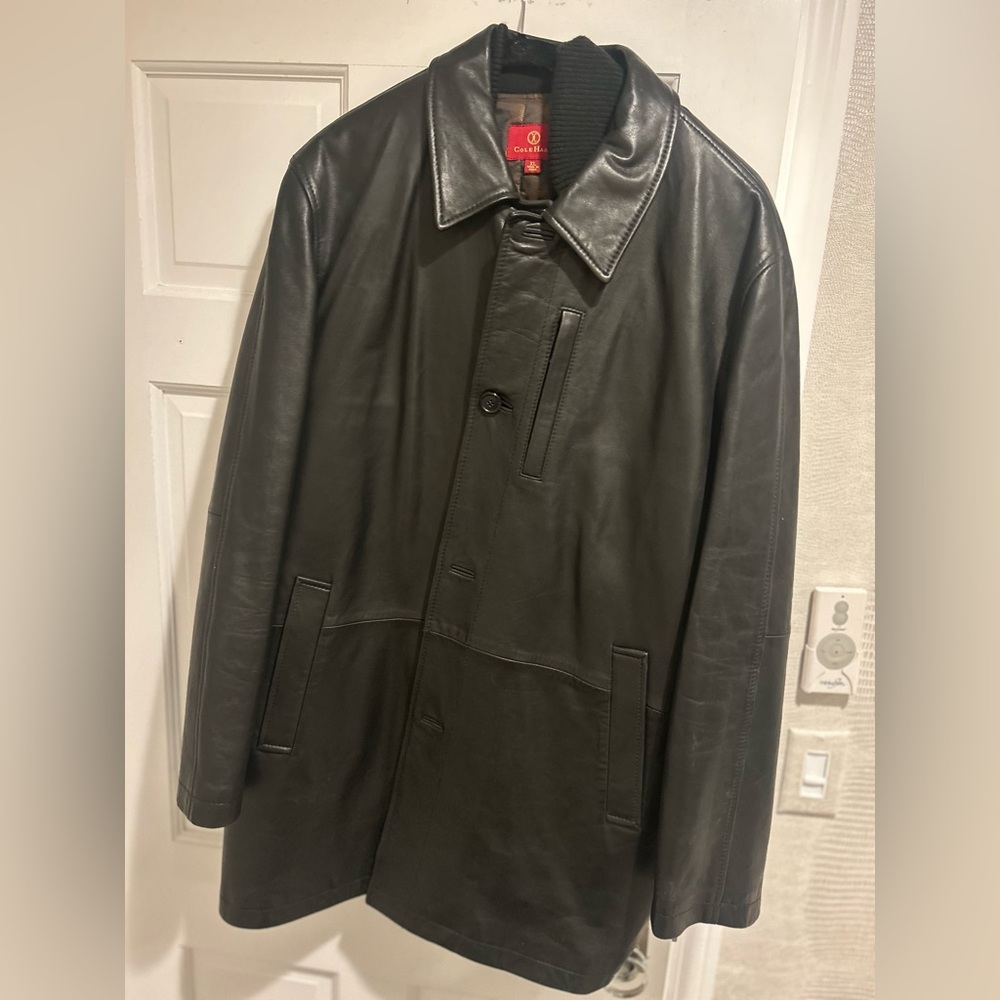 Cole Haan Black Leather Men's Coat